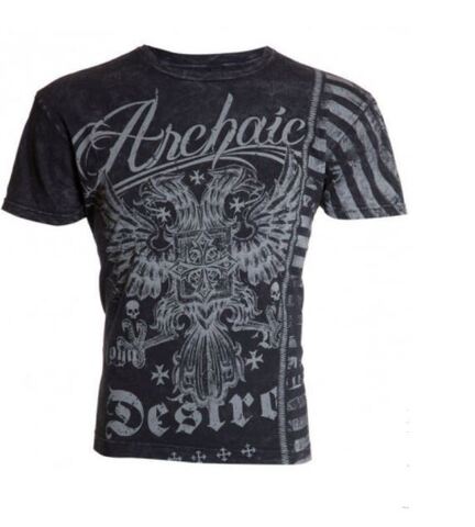 Archaic | Футболка мужская DOUBLE TIME Black Lava Wash AM1640 от Affliction перед