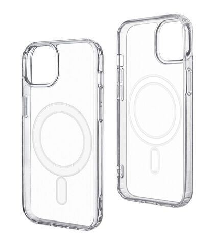Чехол силиконовый с функцией MagSafe для iPhone 14 Plus прозрачный / Противоударный чехол с магнитным креплением / с поддержкой магсейф на айфон 14 Плюс 6.7