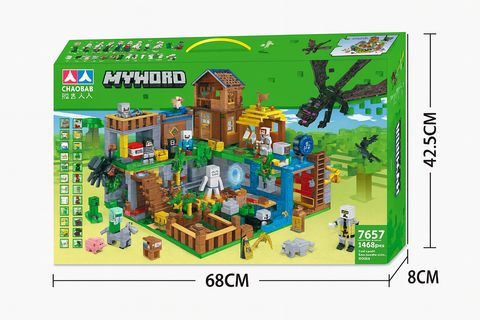 Конструктор Мой Мир - Большая Деревня и Эндер-дракона, 1460 дет