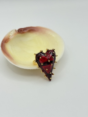 Кольцо Кактус красный, золотистый