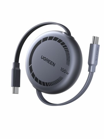 Кабель UGREEN L531 (65905) 100W USB-C to USB-C PD Fast Charging Retractable Cable Max, 1м, серый космос