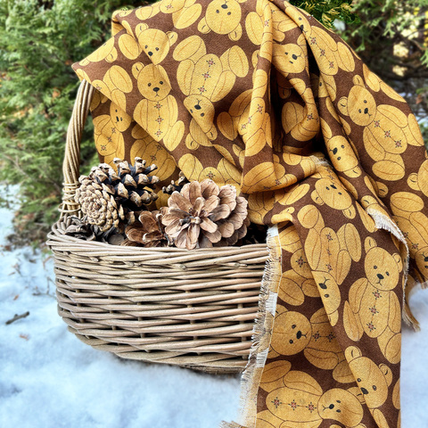 Шаль 120*120см, ТЭДДИ на коричневом