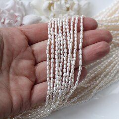 Жемчуг натуральный речной, рис, 3,9-4,5 мм, 1 нить, Ж016