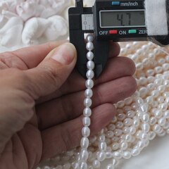 Жемчуг натуральный речной, рис, 5,2-7,8 мм, 1 нить, Ж023