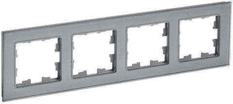 BRITE Рамка 4-мест. РУ-4-2-БрСе стекло сер. IEK