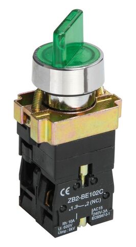 Переключатель LAY5-BK2365 2 положения зелёный NO+NC IEK