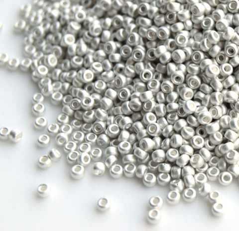 RR-0961F Бисер круглый Миюки 11/0 Светлое серебро матовое /Miyuki round 11/0 Matted Bright sterling silver plated