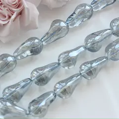 Бусины стеклянные, дымчато-серый с покрытием, фриформ 22*13 мм, 1 бусина, МК042