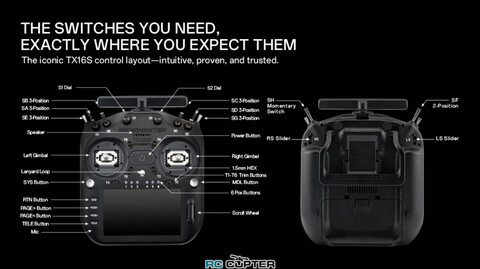 Аппаратура управления Radiomaster TX16S MK3 (ELRS / M2) FCC Black (Dual-band Gemini 2.4ГГц и Sub-G 900МГц)