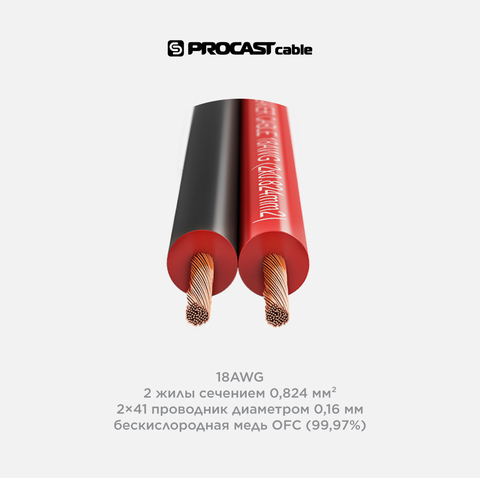 PROCAST cable SBR 18.OFC.0,824 Инсталляционный красно-черный акустический кабель 2х0,824mm²