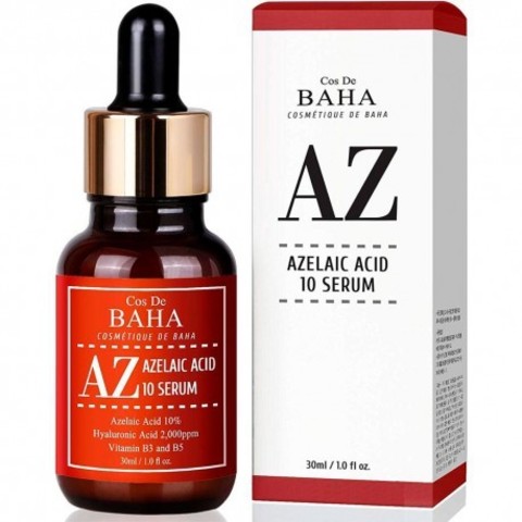 COS DE BAHA AZELAIC ACID 10% SERUM Сыворотка с азелаиновой кислотой 10% для борьбы с акне и куперозом, 30 мл