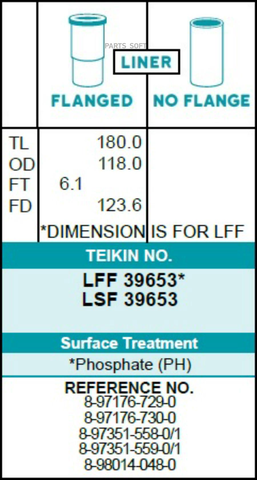 Гильза блока цилиндров TEIKIN LSF39653 (4шт/упак) не хонингованная