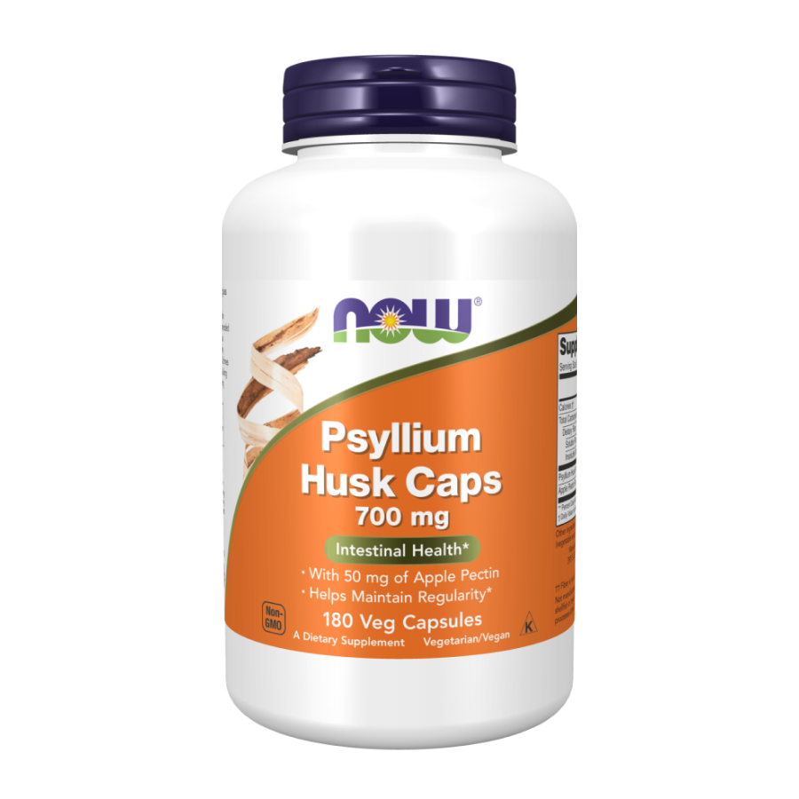 Оболочка семян подорожника 700 мг, Psyllium Husk Caps 700 mg, Now Foods, 180 капсул 1