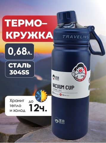 Картинка термофляга Skully KD7106-0.68 blue - 1