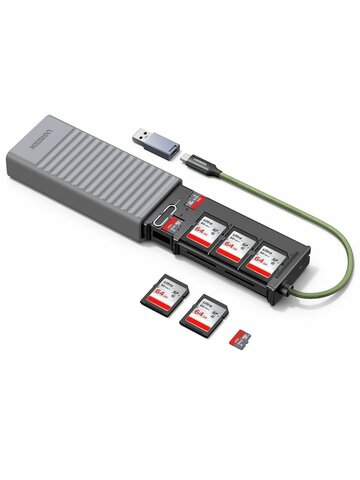 Чехол UGREEN CM856 (55899) Multi-function USB-A&USB-C&2×SD Card Slot&1×TF Card Slot Card Reader Case, серый Чехол UGREEN CM856 (55899) Multi-function USB-A&USB-C&2×SD Card Slot&1×TF Card Slot Card Reader Case, серый