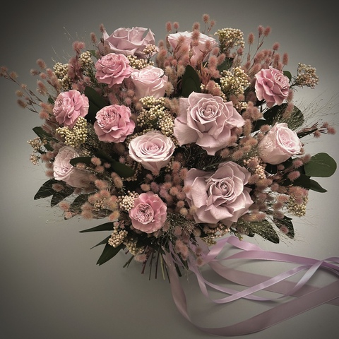 «Джульетта» - букет из стабилизированных цветов и сухоцветов