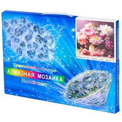 
          Алмазная мозаика Alingar, на подрамнике, с полным заполнением, (глянц) дизайн рамка, 30х40 см, 20 цветов, "Букет пионов"