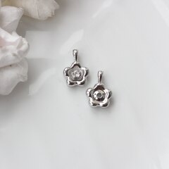 Подвеска Цветок с фианитом 18*12 мм, родий, П093