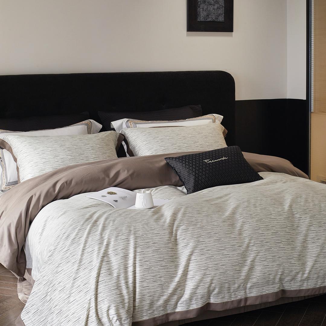 FREEMONDE комплект двуспальный Египетский хлопок Белый с коричневым