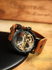 Часы скелетоны механические Power Black Brown YOURTIME