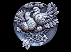 Силиконовый молд Голуби (медальон) № 0467