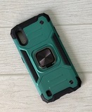 Противоударный чехол Strong Armour Case с кольцом для Samsung Galaxy A01 (Темно-зеленый)