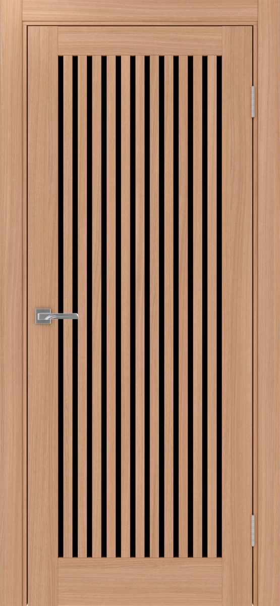 Дверь межкомнатная Оптима Порте Турин 543.2, цвет темный ясень, экошпон, стекло лакобель черное