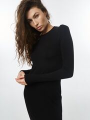 Платье-лонгслив из тонкого трикотажа, черный
