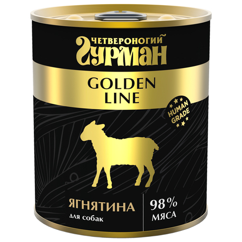Влажный корм Четвероногий Гурман Golden line, с ягнёнком в желе, для взрослых собак, 340 г.