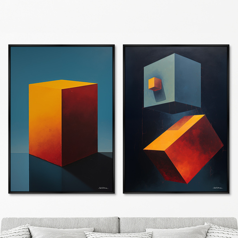 ArtNoMore - Набор из 2-х репродукций картин на холсте Cubes the volumetric, 2024г.