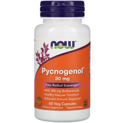 Now Foods, Pycnogenol, 30 мг, 60 растительных капсул