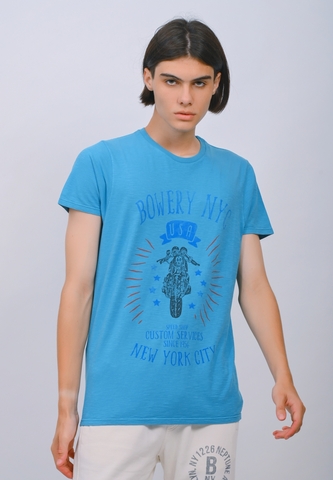 Футболка Bowery NYC "Speed Shop" Slub Pagoda Blue