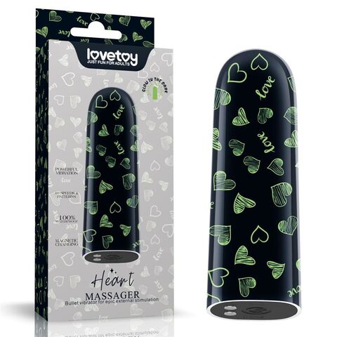 Мини-вибратор Rechargeable Glow-in-the-dark Heart Massager - 8,5 см. - Lovetoy LV230221