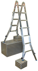 Шарнирная телескопическая лестница с выдвижными боковинами STABILO 4х4 (133977)