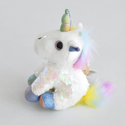 Брелок Единорог с пайетками белый 13 см