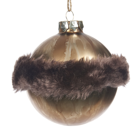 Шар с мехом 10см Goodwiil Glss Ant.Furry Ring Ball Brwn