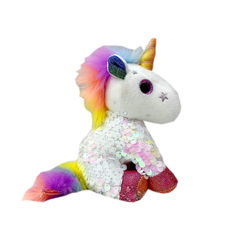 Брелок Единорог с пайетками белый 13 см