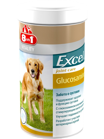 8in1 Excel Glucosamine кормовая добавка для поддержания здоровья суставов для собак 110 табл.