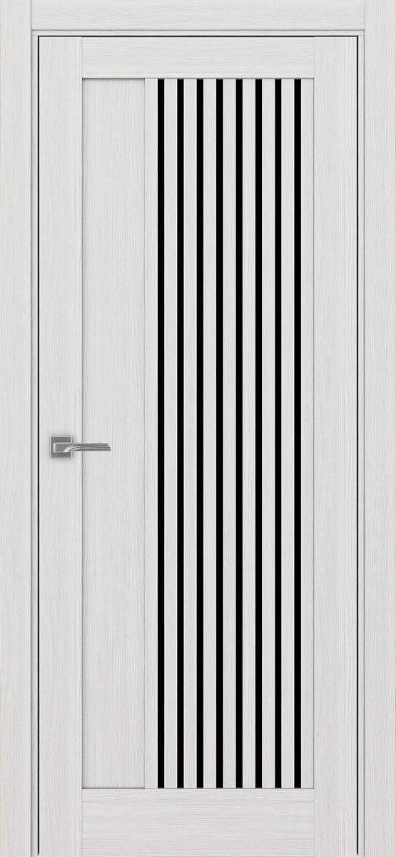 Дверь межкомнатная Оптима Порте Турин 544.12, цвет серебристый ясень, экошпон, стекло лакобель черное