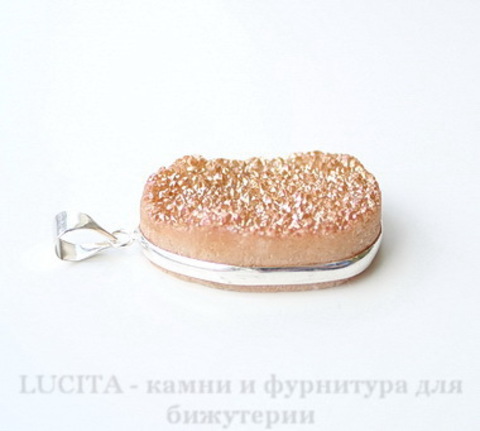 Подвеска Кварц в рамке (цвет - античное серебро) 42х30,5х12,2 мм №16 ()