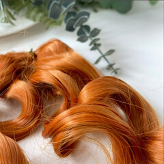 Волосы для кукол, трессы кудри, цвет рыжий, 13-15 см*1 метр., набор 2 шт.