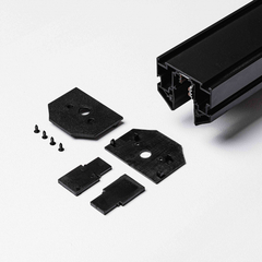 Магнитный трековый шинопровод для натяжных потолков Terra MKT-3R2-200-B 2м, с внутренней боковой заглушкой + комплект внешних и внутренних торцевых заглушек, Черный