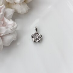 Подвеска Цветок с фианитом 18*12 мм, родий, П093