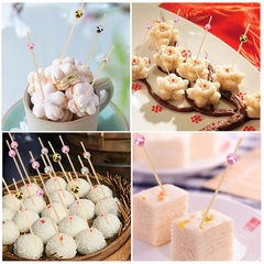 Пики топперы с бусинами, Серебро, 12 см, 50 шт.