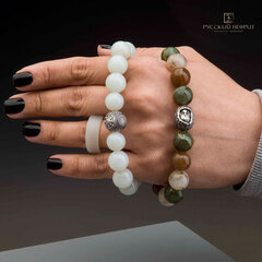 Браслет "Млечный путь". Натуральный нефрит.