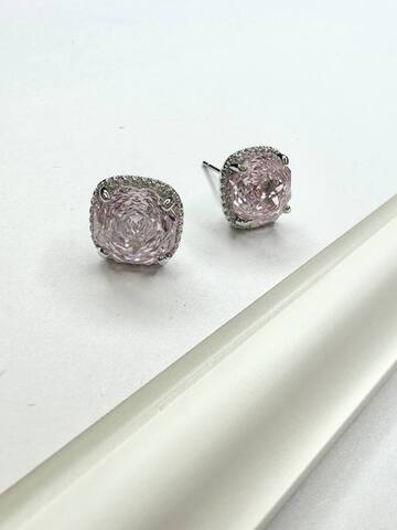 Серьги Мари розовые, серебряный цвет