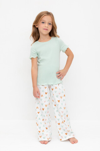 пижама  для девочки  К 1636/дымчатый нефрит,конфетти из сердечек