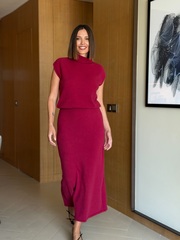 ПРЕДЗАКАЗ, получаем 15 марта, юбка макси из нейлона в цвете бордо