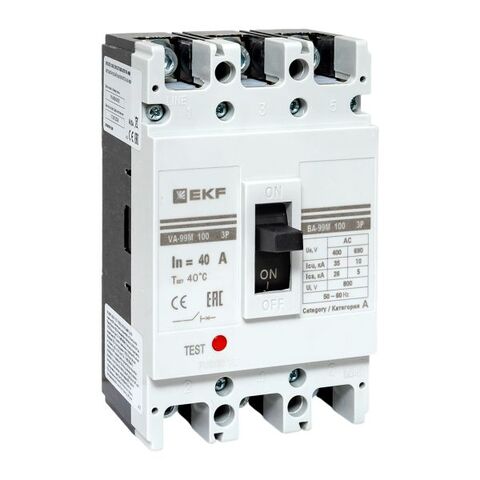 Выключатель автоматический в литом корпусе ВА-99М 100/40А 3P 10In 35кА с термомагнитным расцепителем EKF