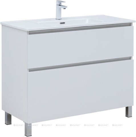 Aquanet 344125 Компл.2 - Тумба Вега 100 напольная 2 ящ. цв. белый глянец (344125)